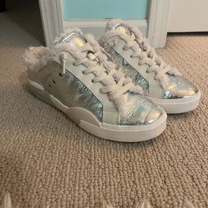 Dolce Vita Zantel Faux shearling lined slip-on Silver Metallic Sneakers